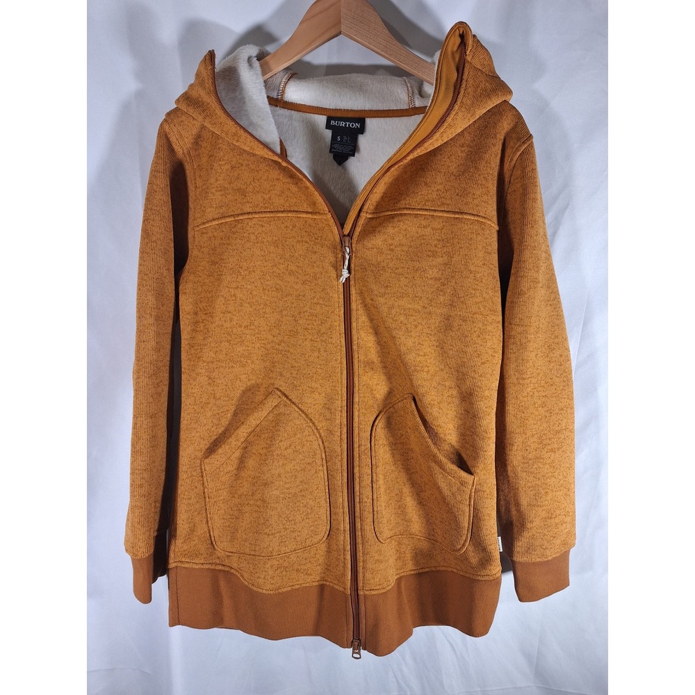 Burton Minxy Full Zip Fleece Hoodie Womens Small Mustard Yellow Sherpa Lined